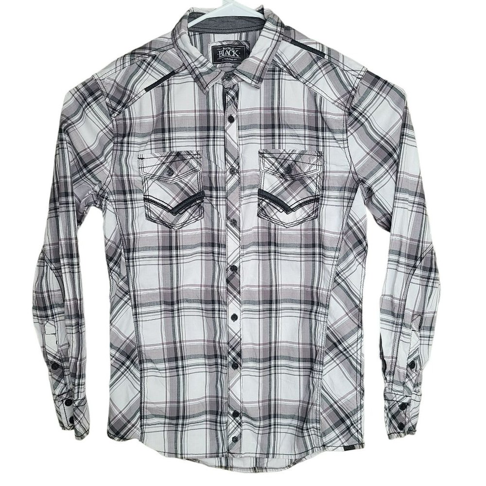 BKE Tailored Fit Long Sleeve Button Up Casual Western Shirt Mens LG Embroidered - Picture 1 of 10